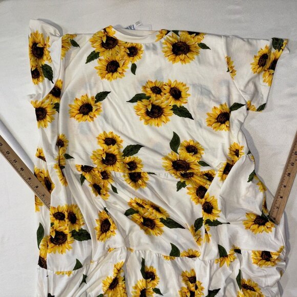 NWT LULAROE Ariel Yellow Sunflowers Floral Tiered Stretch Dress Pockets Sz XL - Picture 13 of 14